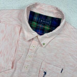 William Murray Polo Shirt Mens Large Pink Space Dye Short Sleeve Golf Pocket EUC